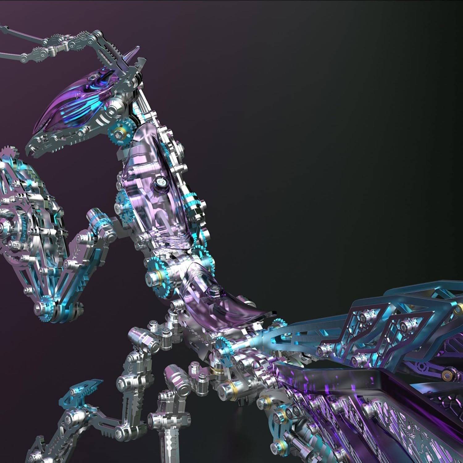 Bunte 3D Metall Puzzle Erwachsene Mantis mit Licht, 3D Modellbausatz Metall für Erwachsene mit Werkzeugen, Desktop Ornaments Spielzeug Geschenke