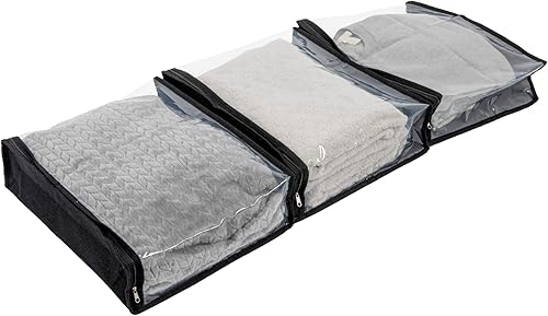 Household Essentials Bolsas de almacenamiento para suéter con cremallera para debajo de la cama con panel de visión transparente, juego de 3, color