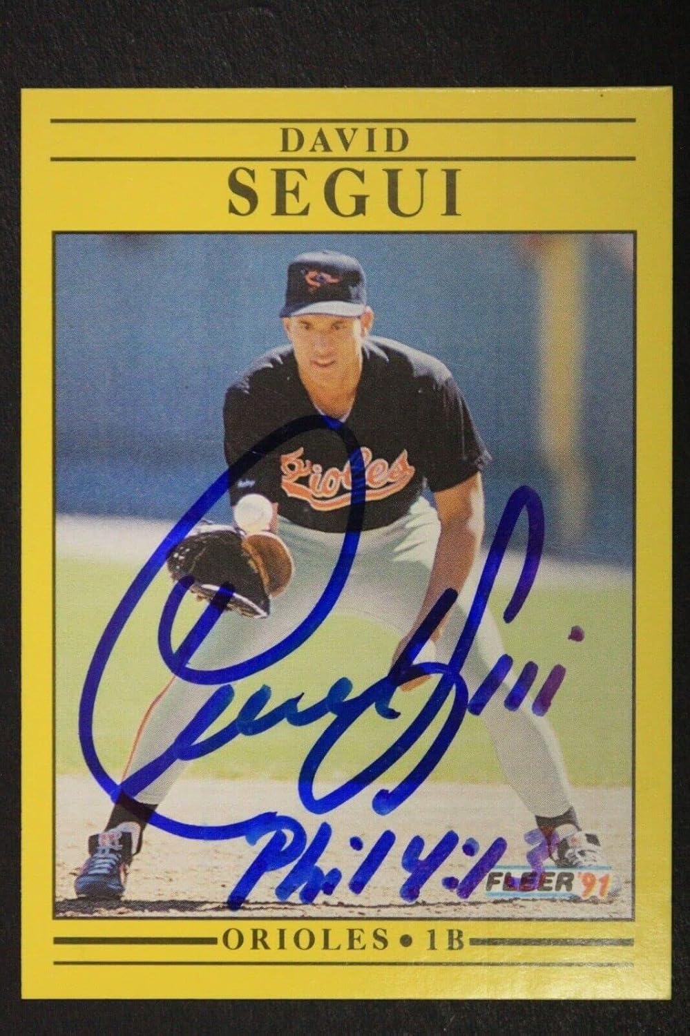 David Segui Baltimore Orioles Autographed 1991 Fleer 492 Signed