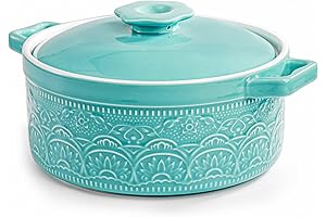 Elsjoy 7.5 Inch 2 Quart Casserole Dish with Lid