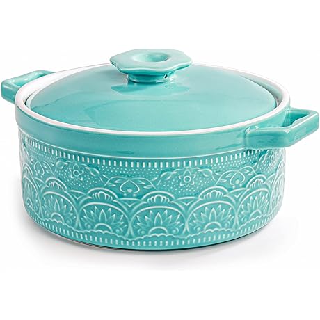 Elsjoy 7.5 Inch 2 Quart Casserole Dish with Lid