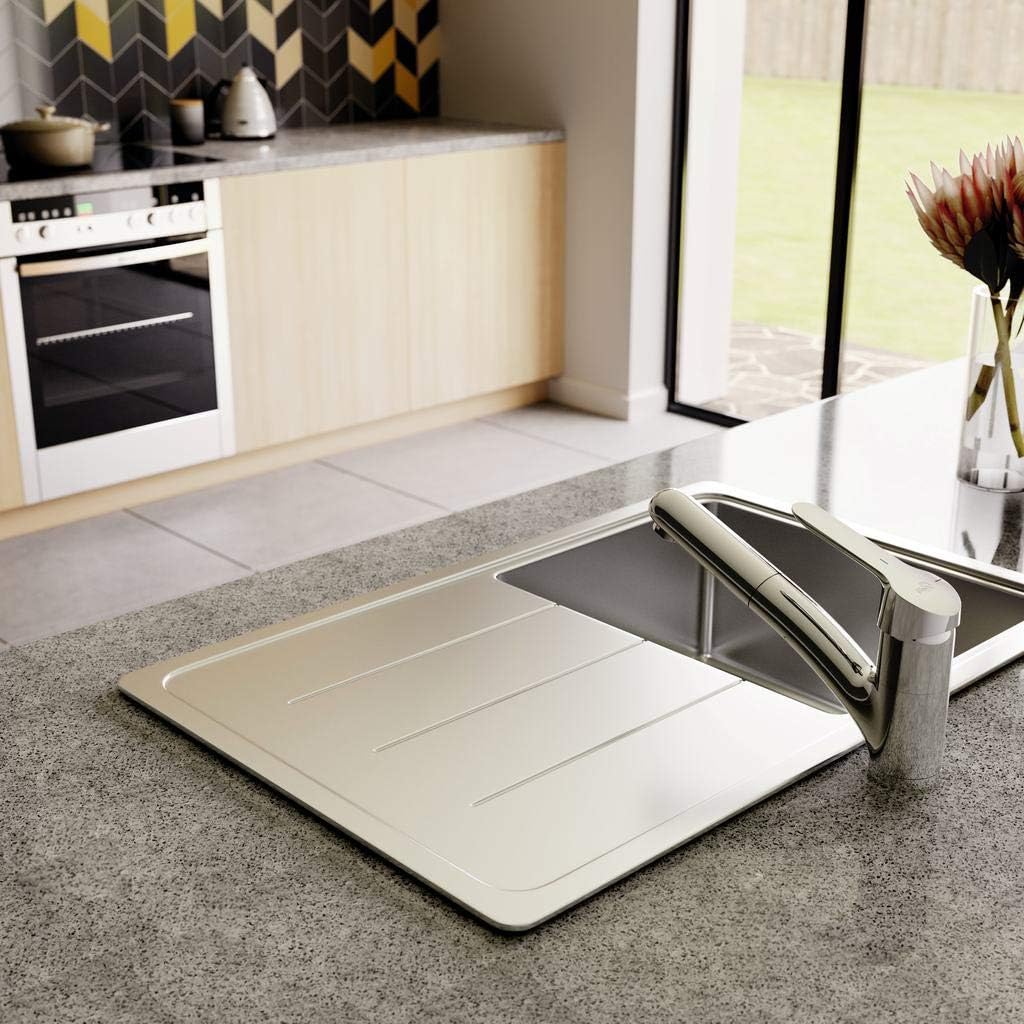 New Product Ideal Standard BC143AA Ceraflex Single Lever Kitchen Mixer on Sink, Swivel and Removable Shower, Chrome