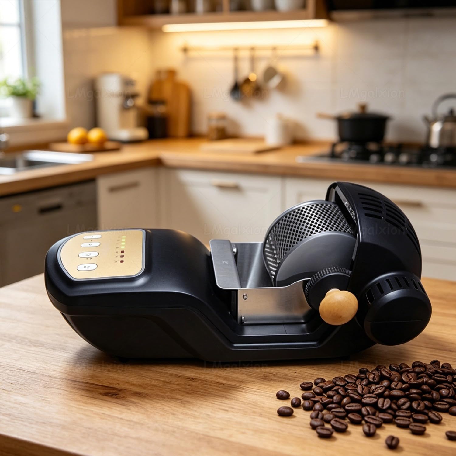 Torrefazione elettrica per chicchi di caffè, 300 g, 1600 W, ad aria calda, con camera in vetro al quarzo, 7 impostazioni di temperatura, cestello rimovibile per una tostatura uniforme