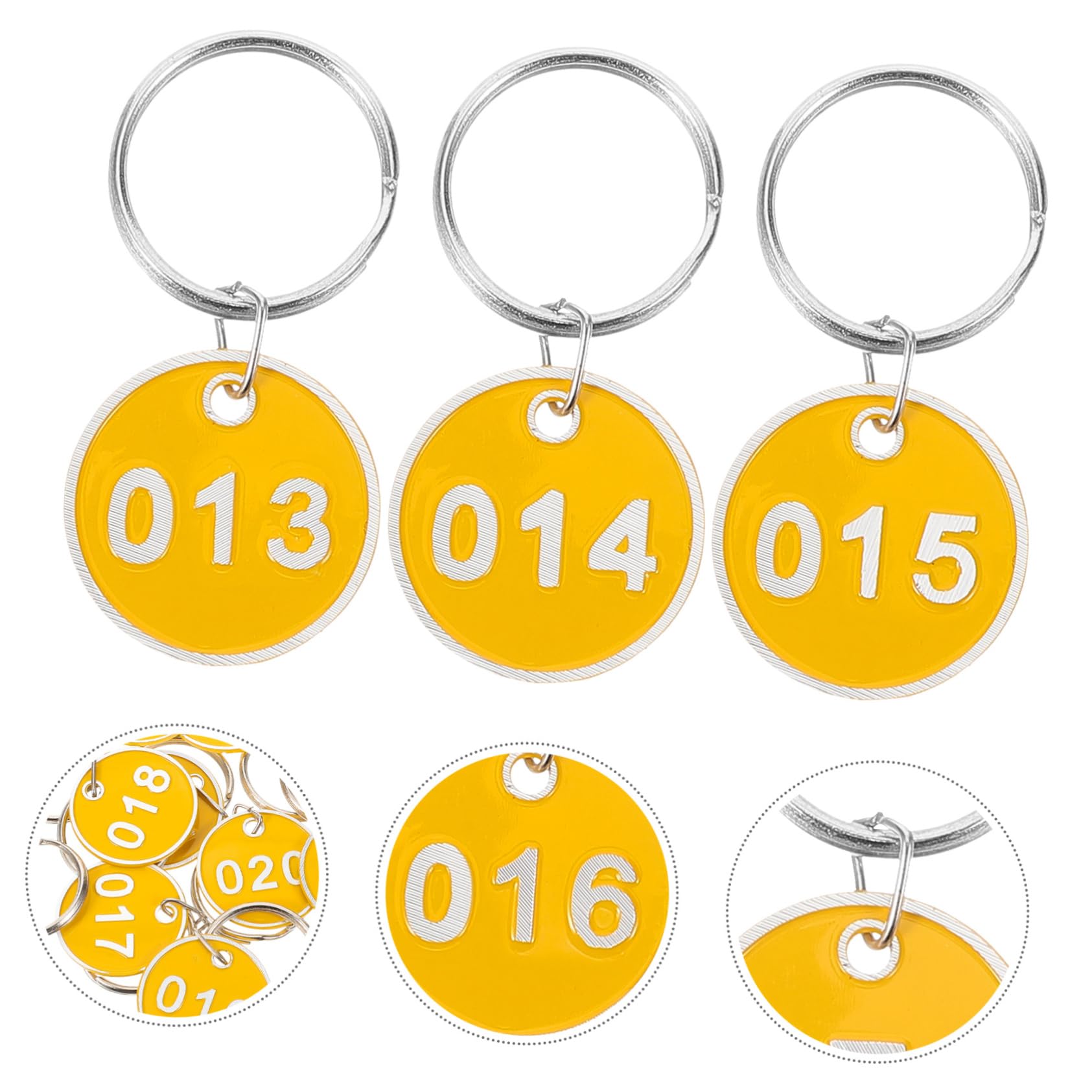 Gatuida Etichette di Stoccaggio in Alluminio Numeri Targhette Metalliche per Bagagli e Portachiavi per Ogni Numero da Colore Giallo