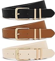 XZQTIVE 3 Pack Women's Faux Leather Belts with Gold Buckle - Versatile for Jeans, Dresses, Pants - Sizes S-XXL