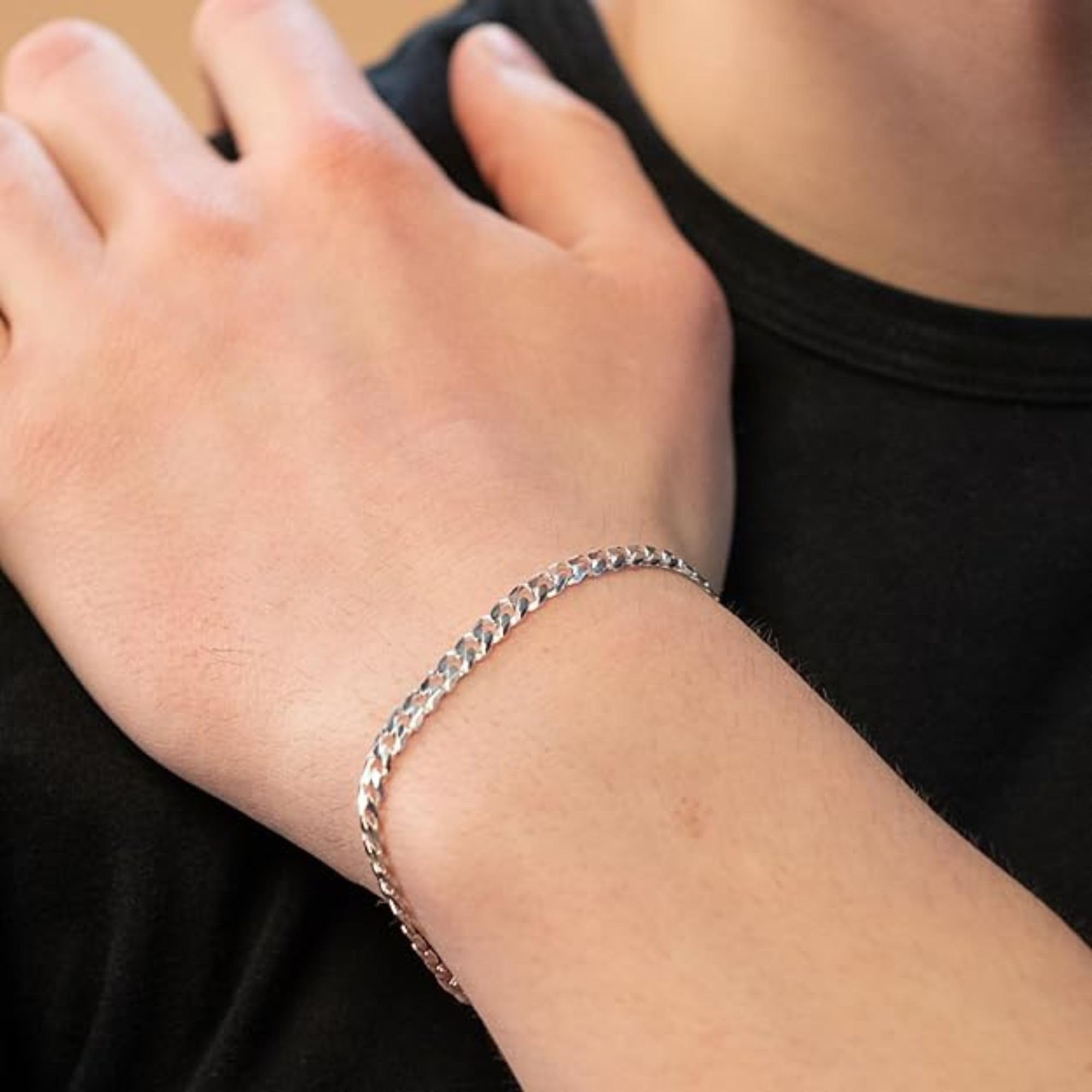 QUADRI - Pulsera Hombre y Mujer Plata 925 - Cadena Cubana - Made in Italy