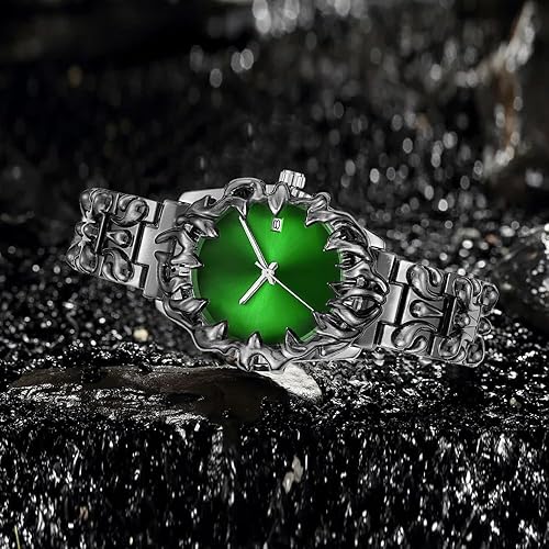 Miniatura 2 de CARLIEN Reloj gótico de garra para hombre, reloj de pulsera único de acero inoxidable, manecillas luminosas, movimiento de cuarzo impermeable,
