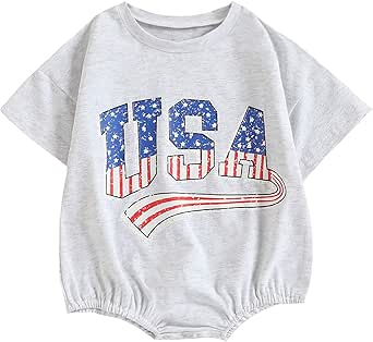 Twopumpkin 4th of July Baby Boy Girl Outfit Newborn Toddler Bubble Romper and Shorts Set