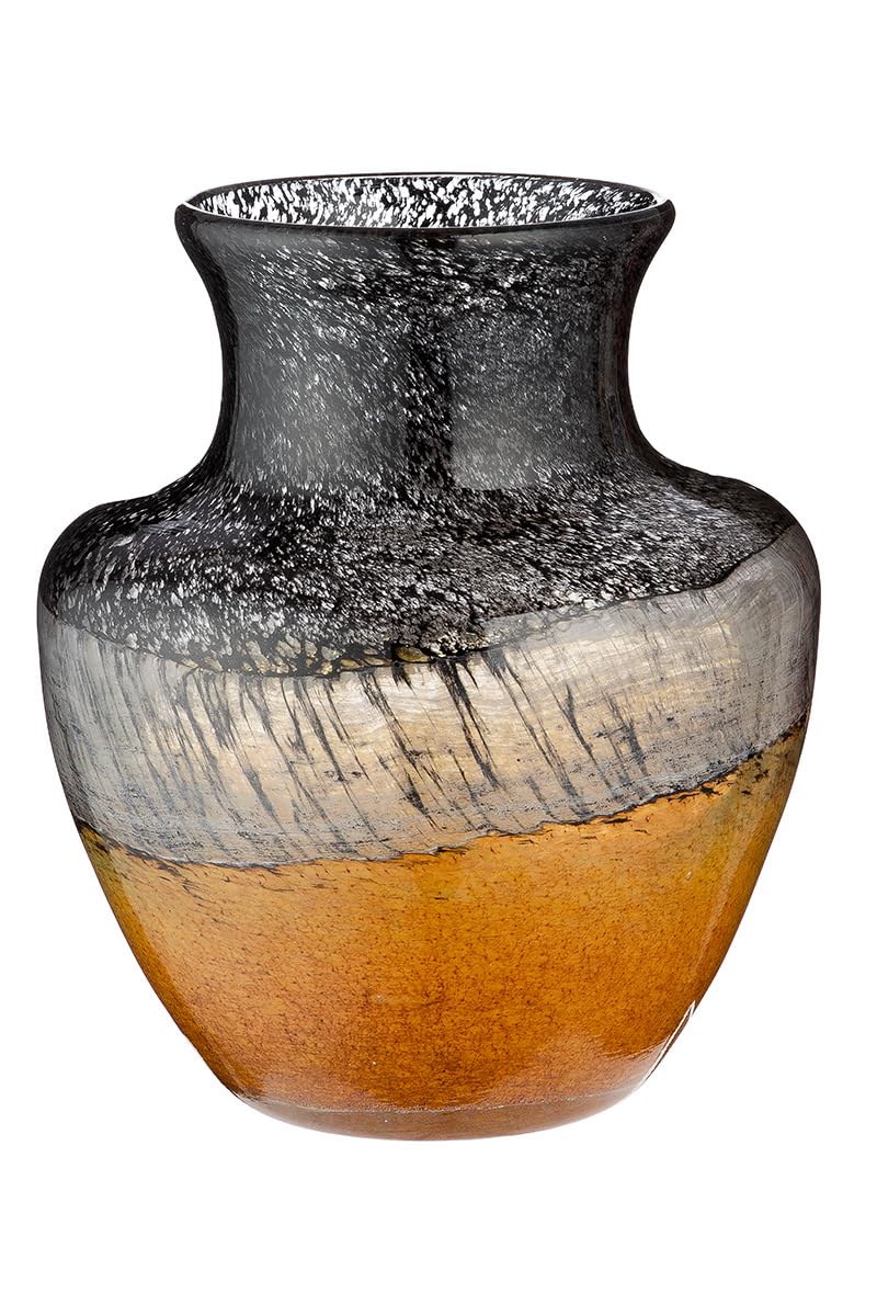 GILDE GLAS art Decorative Vase - Flower Vase Dyed Glass - Decorative Autumn - Gift for Women Christmas Birthday - Colour: Brown Black - Height 20.5 cm