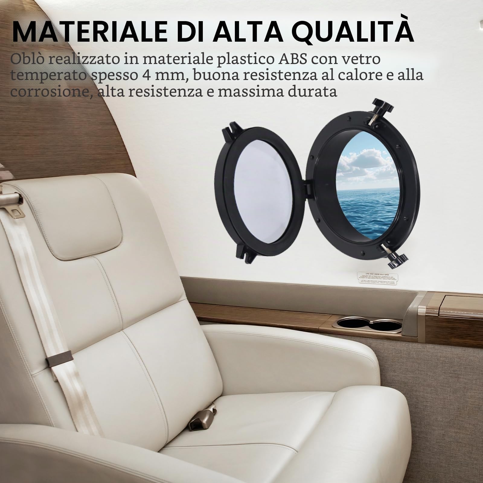 Oblò Da 26,5 Cm, Universale Oblò Rotondo Nero Finestra Per Camper OblòS Nautici Accessorio Di Ricambio Per Porte Di Barche E Yacht