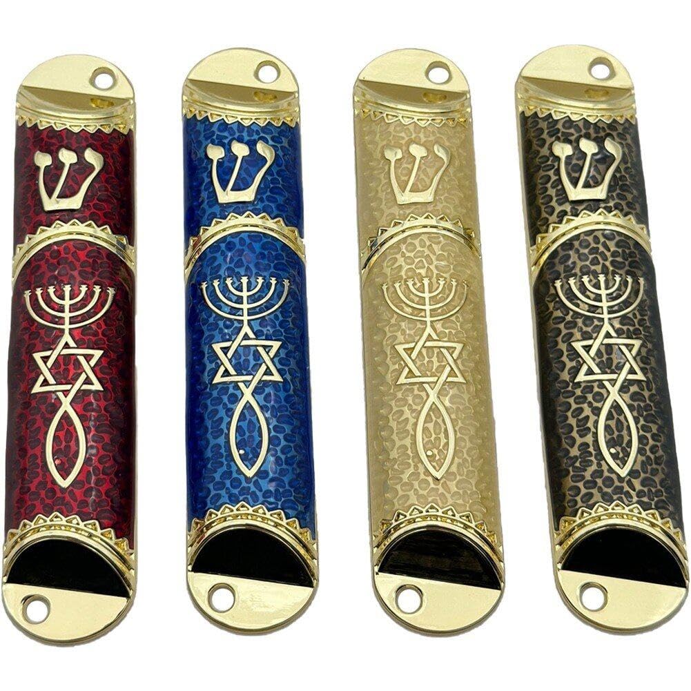 Mezouza de porte en métal lot de 4 étuis de protection avec symboles sacrés pour maison