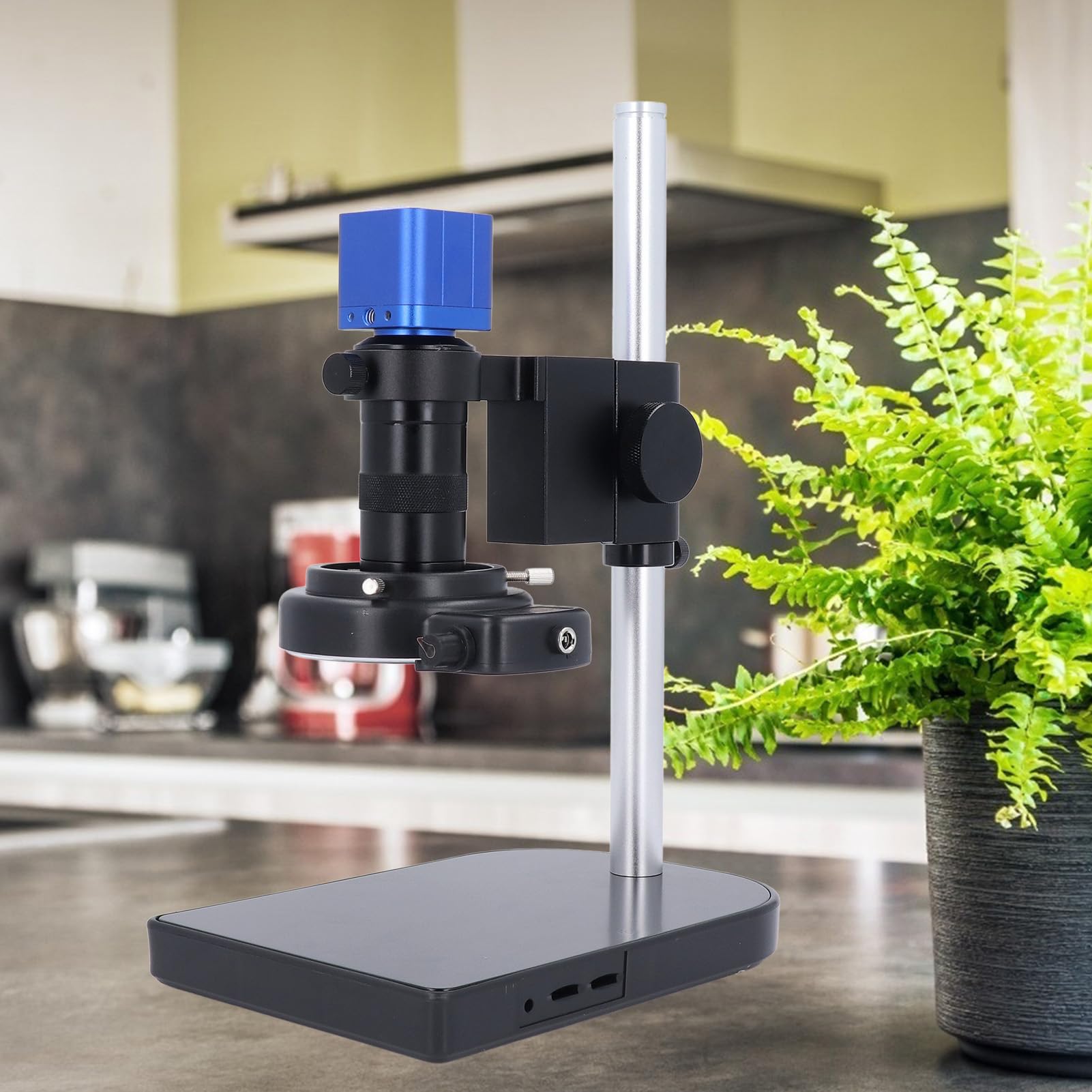 Camera 24 MP 1080p Video Microscopio Industriale con Obiettivo 130x e Staffa per Vittorie XP 7 8 10, Sensore CMOS, Uscita USB, 144 Luce Ad Anello LED (Spina europea)