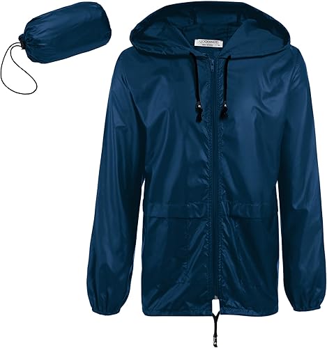 COOFANDY Chaqueta impermeable para hombre, ligera, impermeable, con capucha, equipo de lluvia, viajes, senderismo, ciclismo