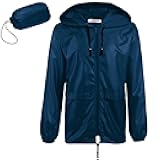 Mens Packable Rain Jacket Lightweight Waterproof Raincoat with Hood Outdoor Rain Gear Travel Hiking Cycling