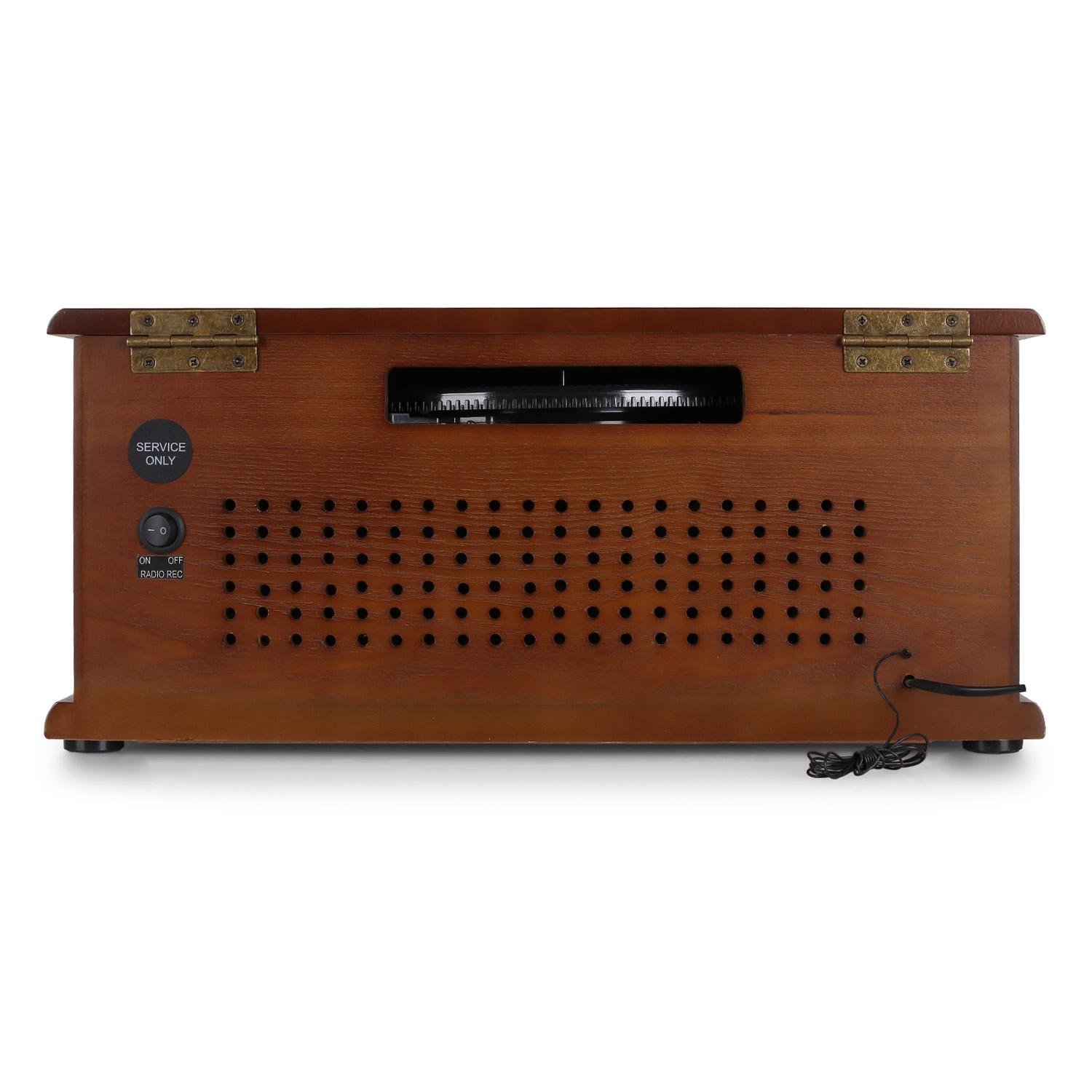 Auna Platine Vinyle Tourne-disques Audio 33 Tours, Lecteur CD et USB Avec Haut-parleur, Chaîne HiFi en Bois, Vintage, 3 Vitesses