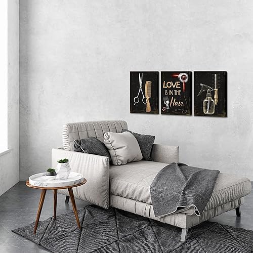 Miniatura 4 de SkenoArt Arte de pared de peluquería de moda, herramientas de peluquería, lienzo para decoración de pared, juego de tijeras para el cabello, pintura