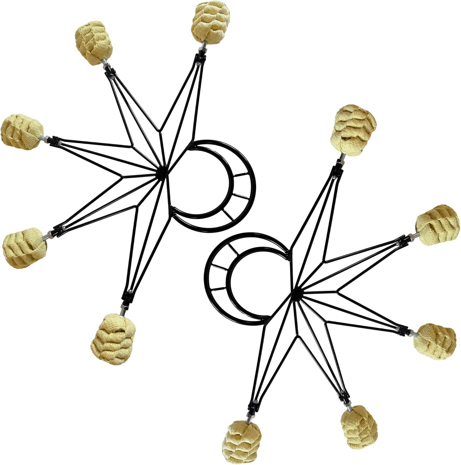 Crescent Moon Fire Fans - Removable Wicks, Ultra Sturdy Forged Frames