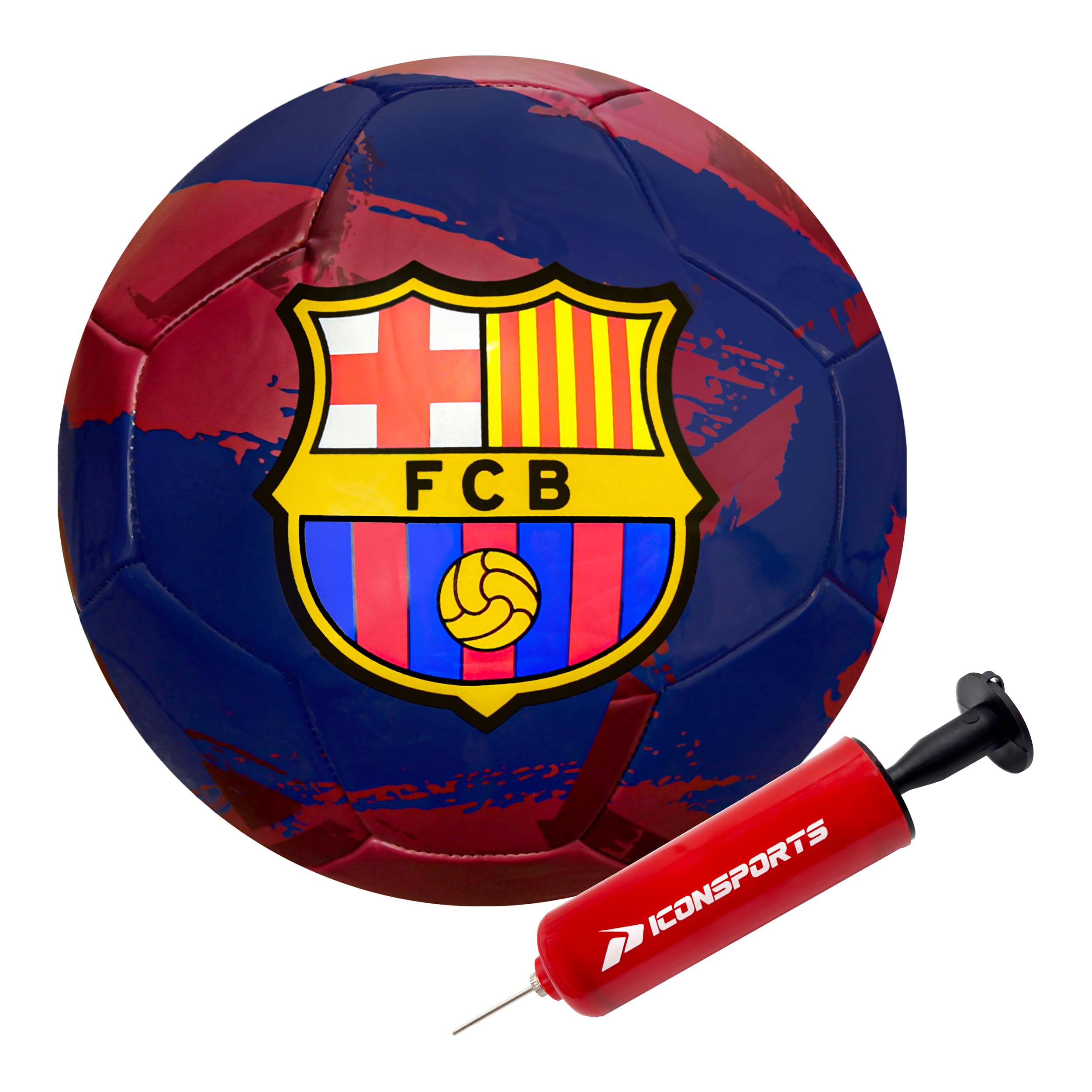 Icon Sports FC Barcelona Brush Team Soccer Ball, Brush Navy, 5 - 4