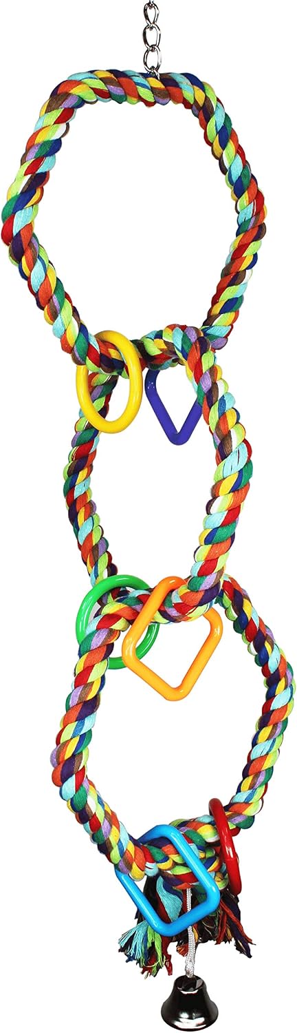 1094 Triple Hex Rope Swing Bonka Bird Toys Cotton Colorful Climbable Parrot Budgie Cockatoo Macaw