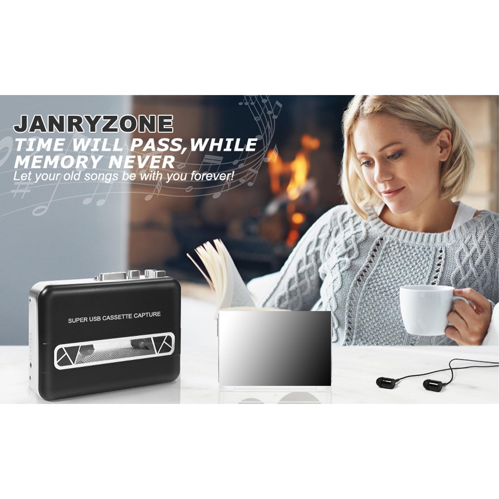 Ausla Odtwarzacz Kasetowy, Przenośny Rejestrator Konwerter z Wbudowanym Głośnikiem Gniazdo Słuchawkowe 3,5 Mm Konwersja USB MP3 do Laptopa PC Nagrywarka CD