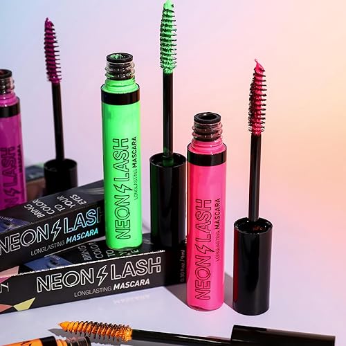 Miniatura 2 de 6 máscaras fluorescentes coloridas, pestañas de neón, pestañas voluminizadoras y alargadoras para pestañas, impermeable, de larga duración,