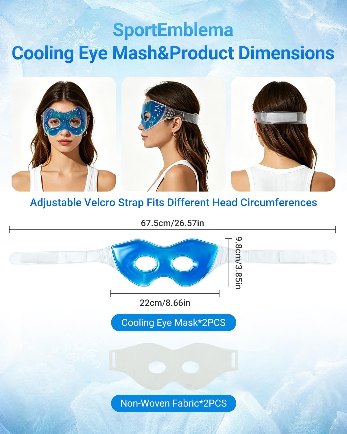 Reusable Cooling Eye Mask for Puffiness & Swelling Migraines 2PCS Gel Frozen Eye Mask for Dark Circles Dry Eyes Hot Cold Compress Ice Pack for Headache Relief