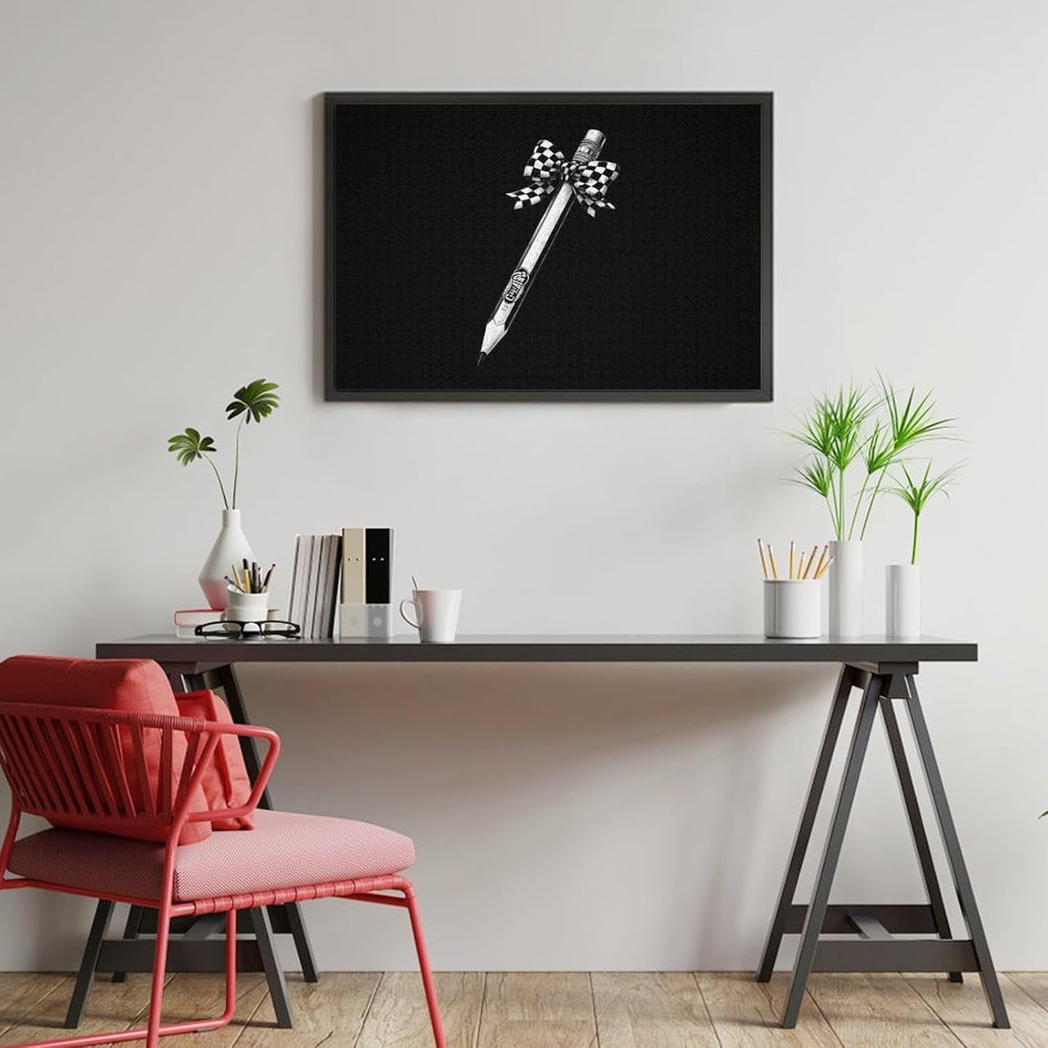 Teacher Checkered Pencil Puzzles for Adults 1000 PCS Wooden Jigsaw Puzzle Wall Decor Christmas