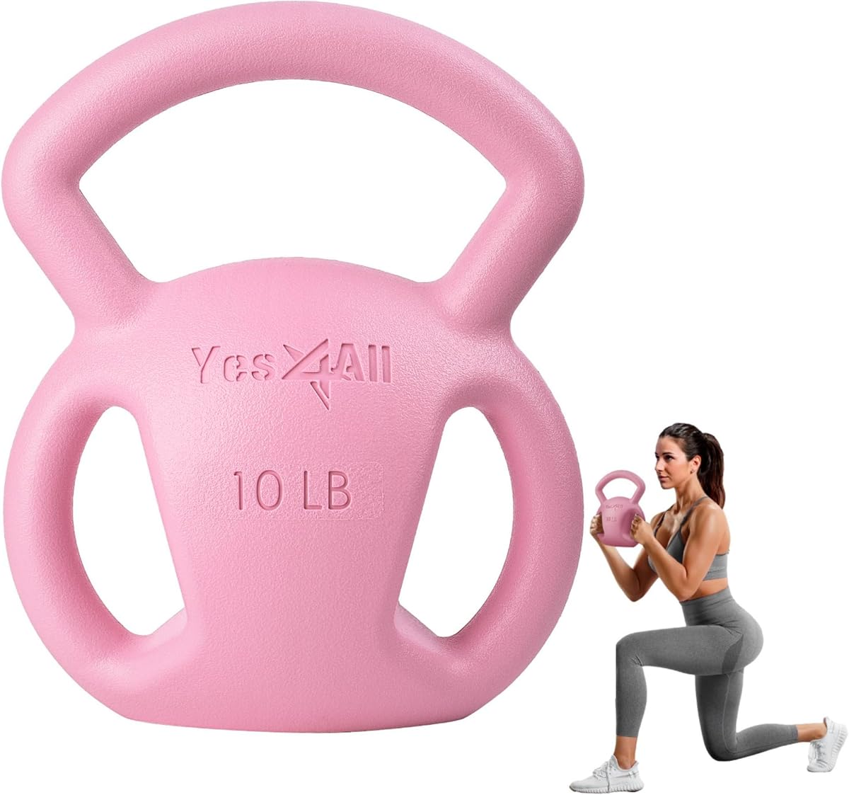 Kettlebell, Strength Training Kettlebells for Women, Wide Multi-grip Textured Handle for Home Gym Exercises & Full Body Workout, Single 5–25 lb & Set of 10-15 lb