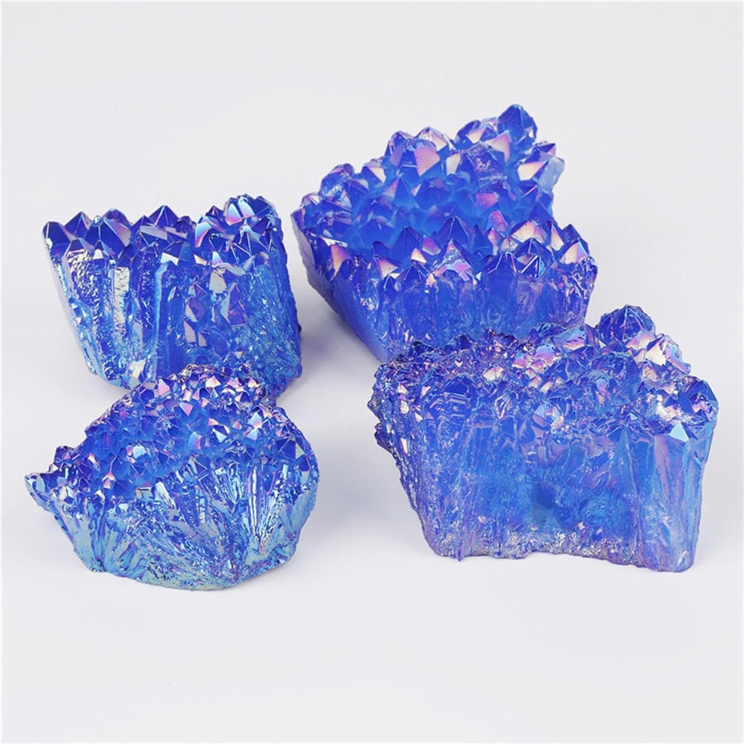Crystal Cluster Irregular Titanium Coated Blue Rock Quartz Cluster Home Decoration Gemstone Balancing Crystals,5-8cm
