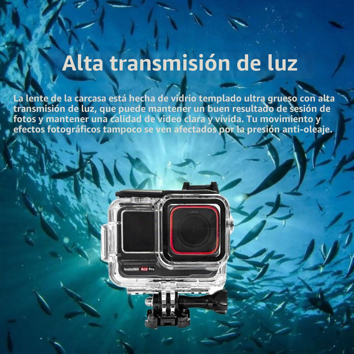 Funda impermeable y agarre flotante compatible con Insta360 Ace Pro, carcasa protectora de buceo submarino con accesorios de soporte para Insta360 Ace Pro
