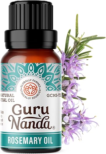 GuruNanda Aceite esencial de romero, 100% puro y natural, sin diluir, sin OMG, para difusor de cabello, piel y aromaterapia, 0.5 fl oz