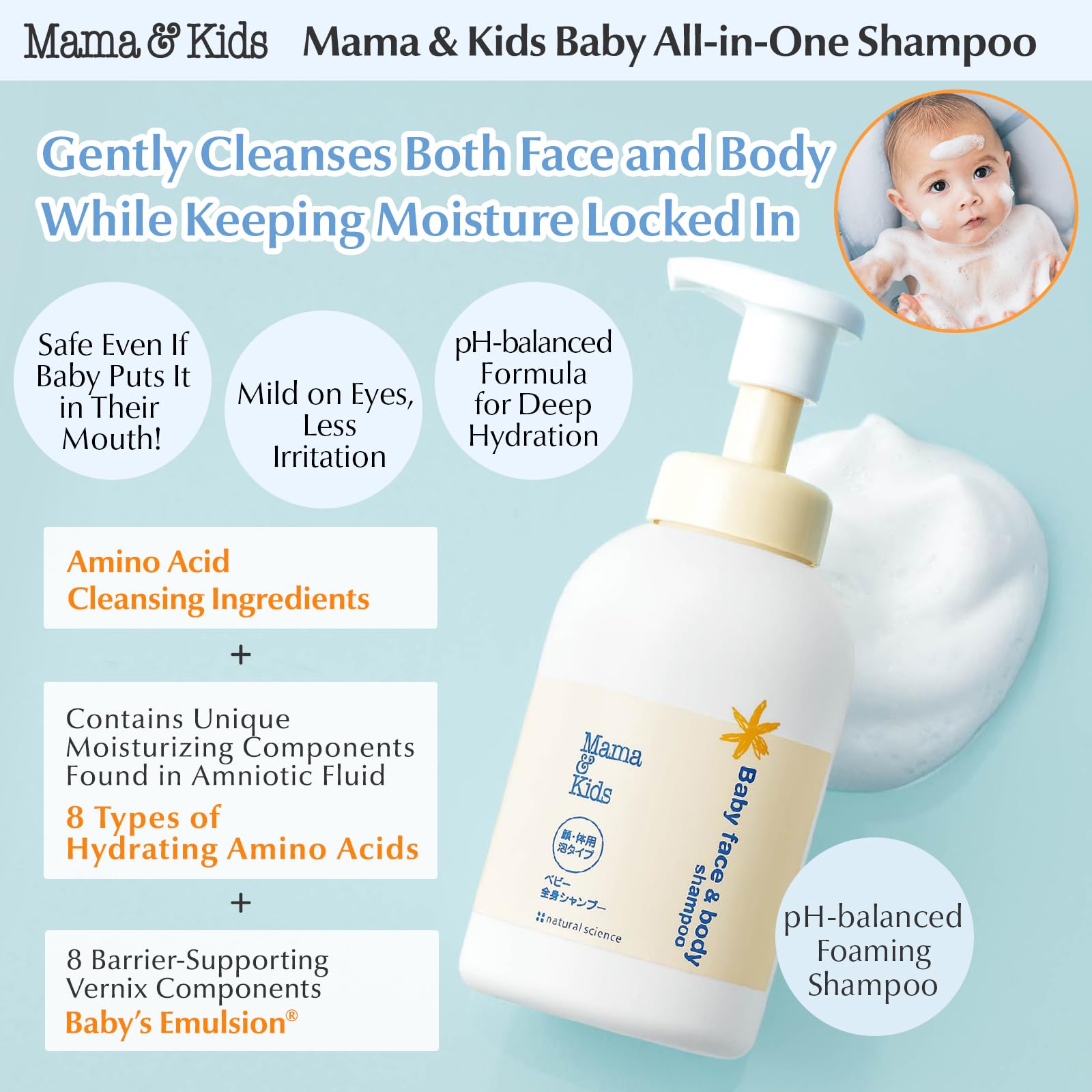 Amazon.com : Mama&Kids Baby Face & Body Shampoo 15.55 fl oz (460ml