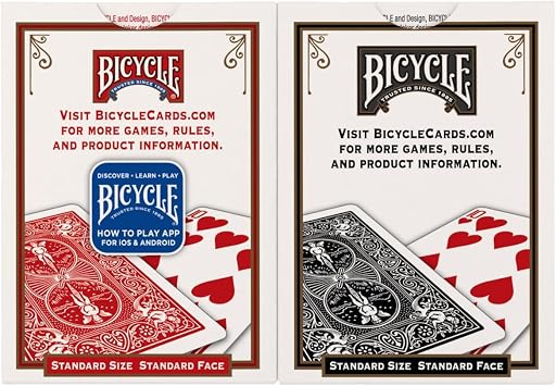 Bicycle Playing Cards 4 Pack, Standard Index Poker Size Decks in Red and Black for Poker, Blackjack, Rummy, Family Game Nights, and Classic Card Games, All Ages