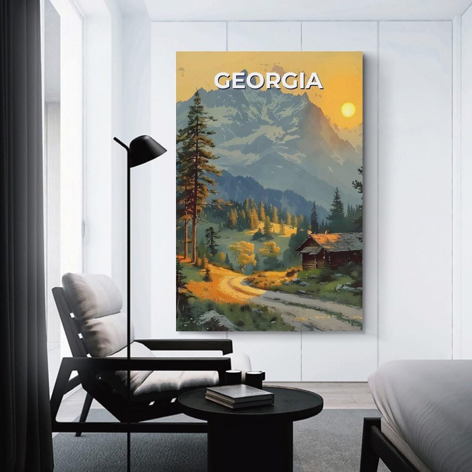 Junmoney Decorative Canvas Print Georgia Mountain Landscape, 20x30inch(50x75cm), for New Homes, Bedrooms Or Workspaces, Thoughtful Wall Decor for Art Lovers
