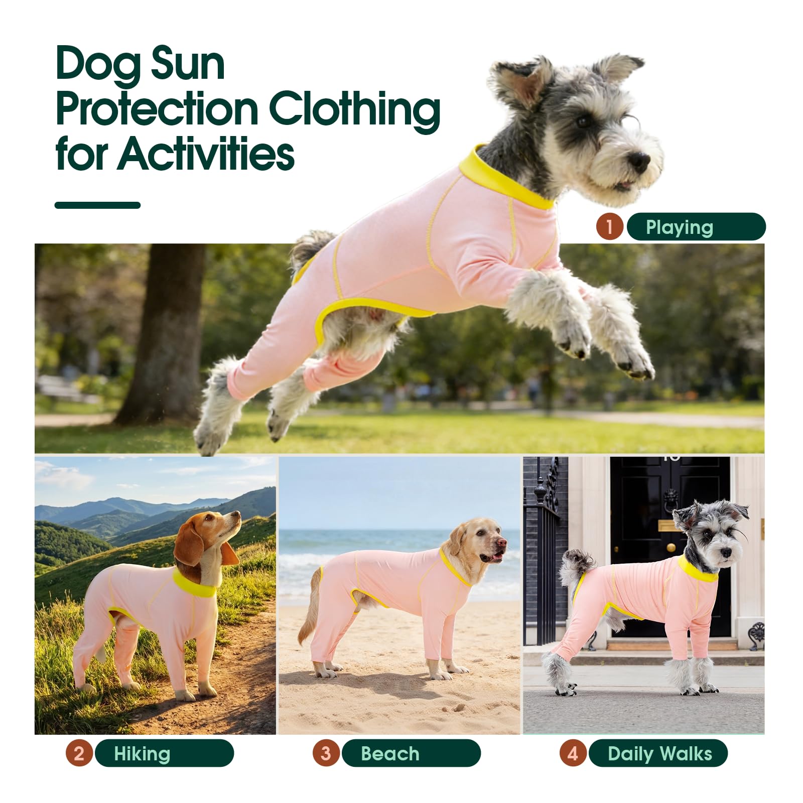 Kuoser Hunde Schlafanzug, Hundebody mit Beinen, Sonnenschutz Shirt, Rosa XL | Atmungsaktives Hundepyjama mit 4 Beinen für kleine Hunde, Kühlweste Hund, Hundeshirt für Indoor & Outdoor