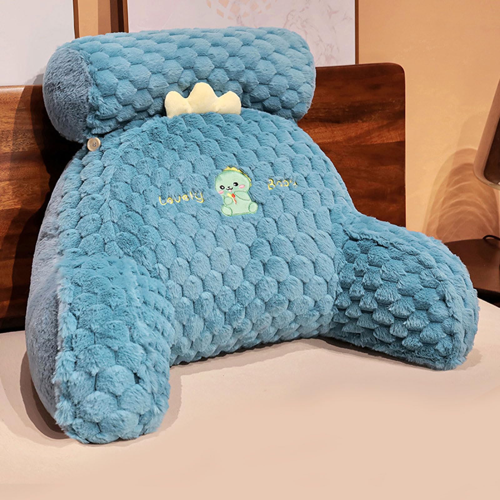 Sswh Blue Reading Pillow, Large Back Pillow For Sitting Up In Bed, Wedge Large Adult Children Backrest With Arms, Back Support For Couch Bedrest, Reading Relaxing Back Support Pillow F(Size:75×50Cm,Color:blue)