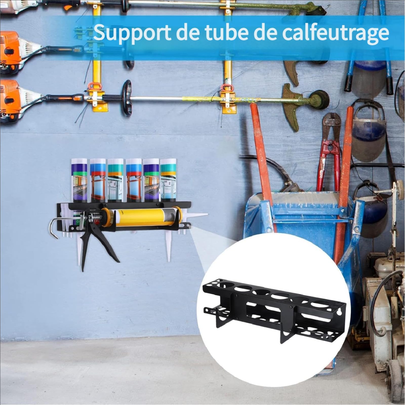 Support Mural Pour Tubes De Calfeutrage - Tient Jusqu'à 6 Cartouches De Silicone Ou Mastic - En Acier, Fixation Facile