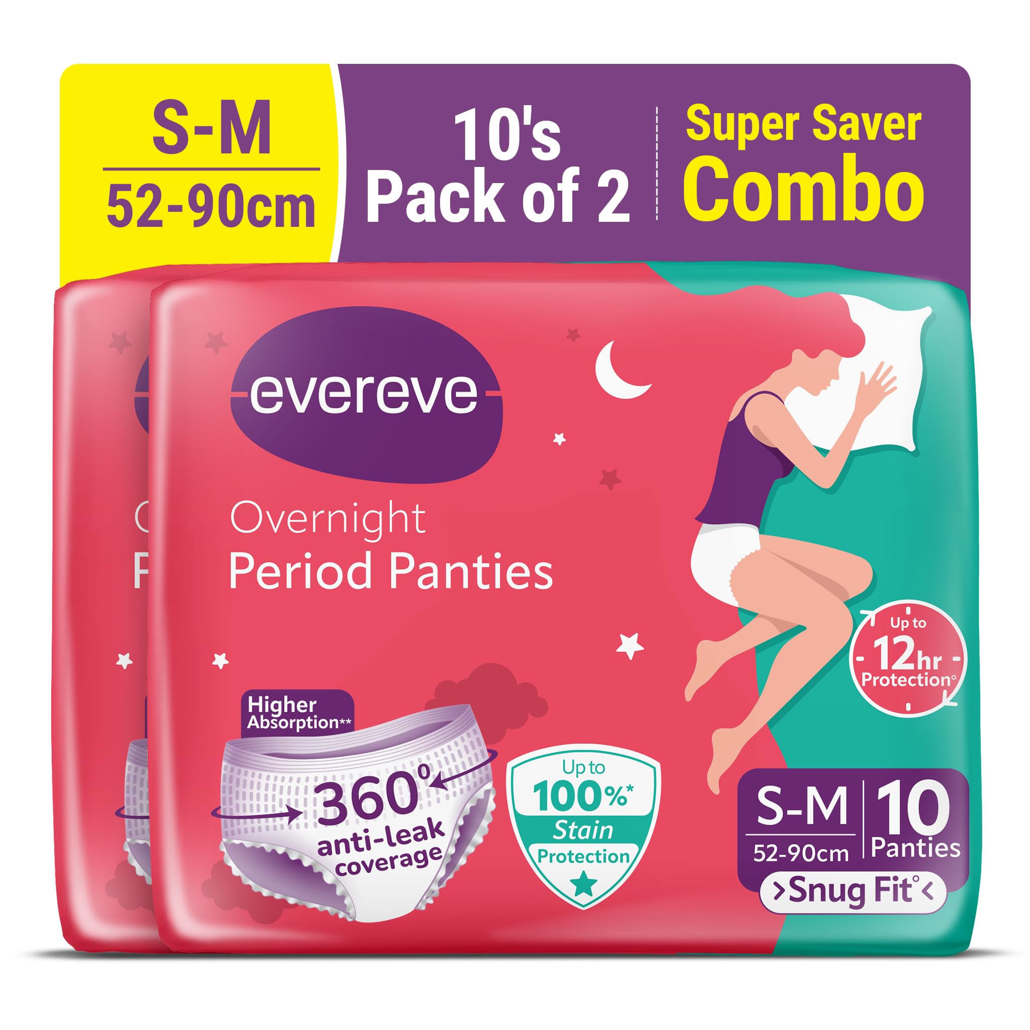 Evereve Period Panty For Girls & Women, (S-M), 2x10 Pcs, 360 Degree Coverage, 0% Leaks, High Absorbency For Heavy Flow, Maternity Delivery Pads, Postpartum & Overnight Protection, Disposable Panty-image-4