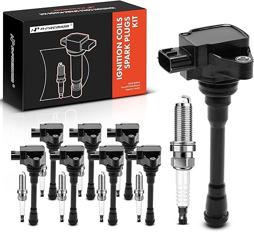 A-Premium Juego de 8 bobinas de encendido y bujías de iridio compatibles con Nissan TITAN 2017-2020, TITAN XD 2016-2020, NV2500 2018-2020, NV3500