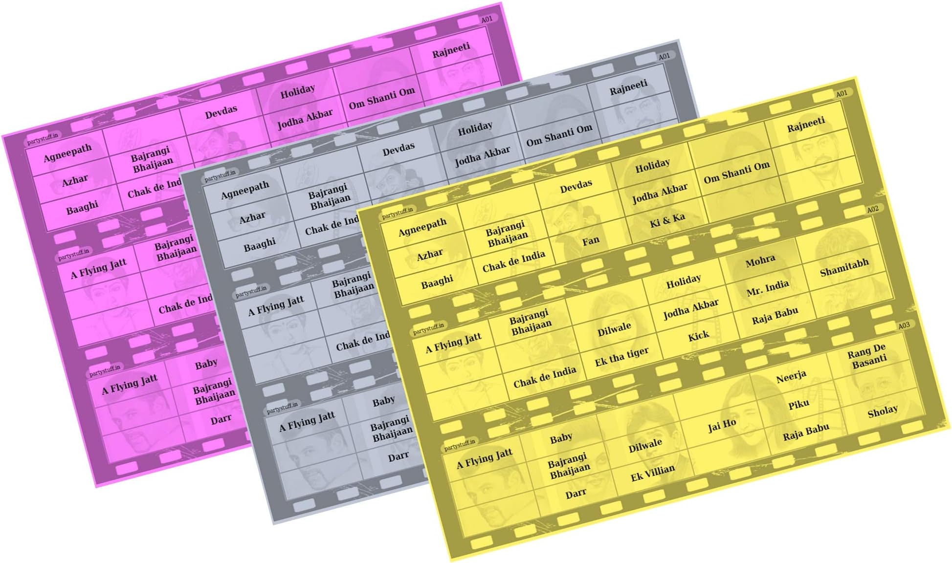PartyStuff Bollywood Movies Dialogues Theme Tambola Housie Tickets 2-Word Kukuba Kitty Games (150 Cards)