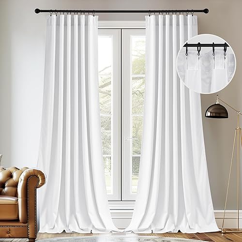 Miniatura 9 de StangH Cortinas de terciopelo rojo para dormitorio, pestaña trasera, cinturón de gancho, aislamiento térmico, cortinas de privacidad, decoración