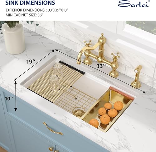 Miniatura 109 de Sarlai - Cerámica de porcelana de fregadero de porcelana, color blanco Blanco,Negro -,Negro estación de trabajo,Blanco estación