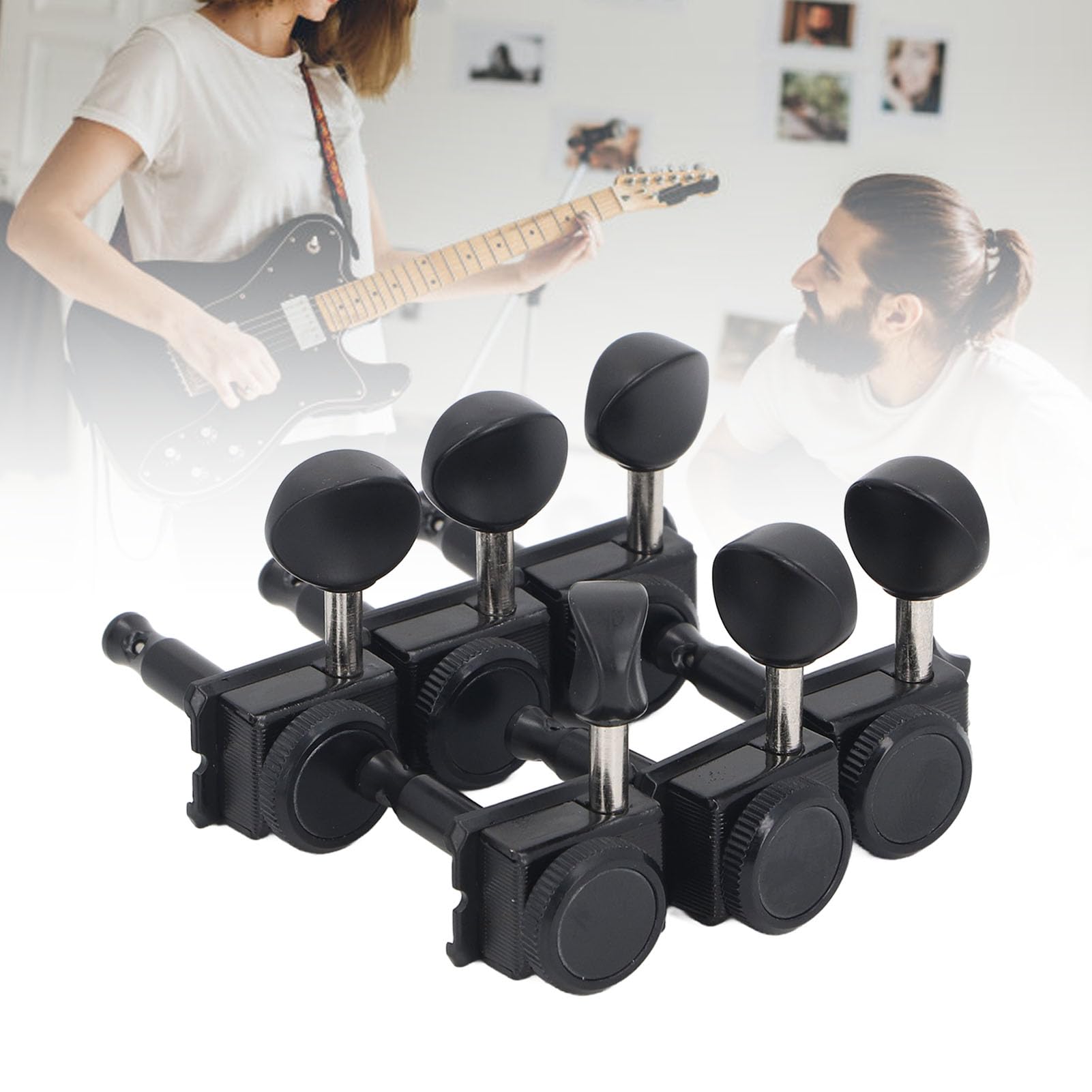 Afinadores de Bloqueo de Guitarra, 6 Teclas de Afinación de Cuerdas de Bloqueo Izquierdo, Cabezal de Máquina, Piezas Clásicas Acústicas para la Mayoría de las Guitarras Acústicas