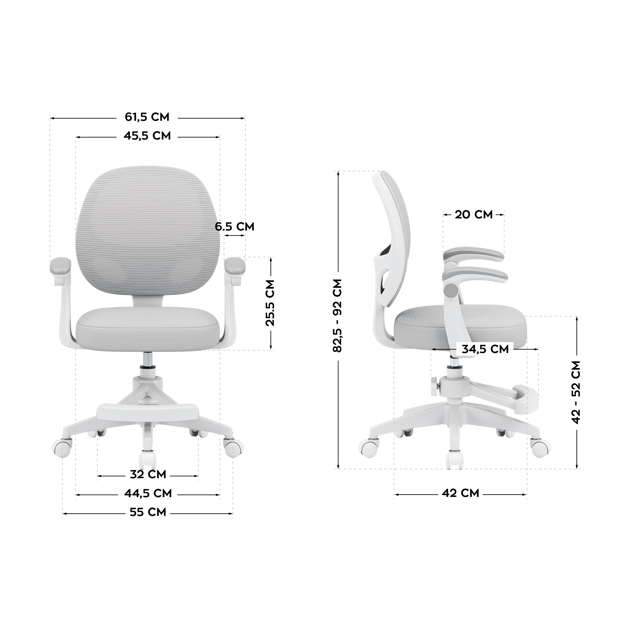 MARK ADLER Junior 3.1 Sedia da scrivania ergonomica per bambini e ragazzi – con poggiapiedi – Regolabile in altezza – Per una seduta sana – Crescita 90 – 170 cm – Braccioli pieghevoli 0 – 90 °