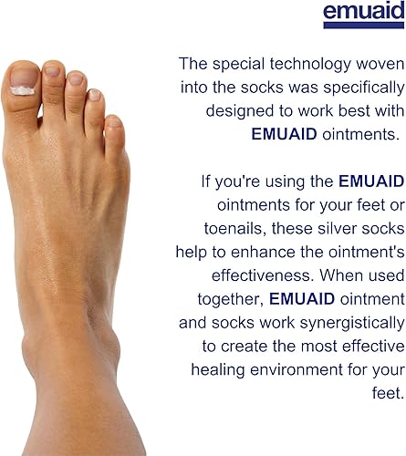 Miniatura 2 de emuaid EMUAIDMAX - Paquete de ungüento para hongos en las uñas, EMUAIDMAX máxima resistencia con calcetines iónicos plateados