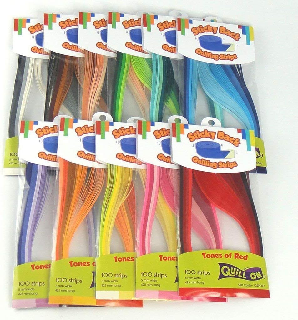 Colour Spledor - Sticky Back 3 mm Quilling Strips - 1100 Strips in 44 Shades