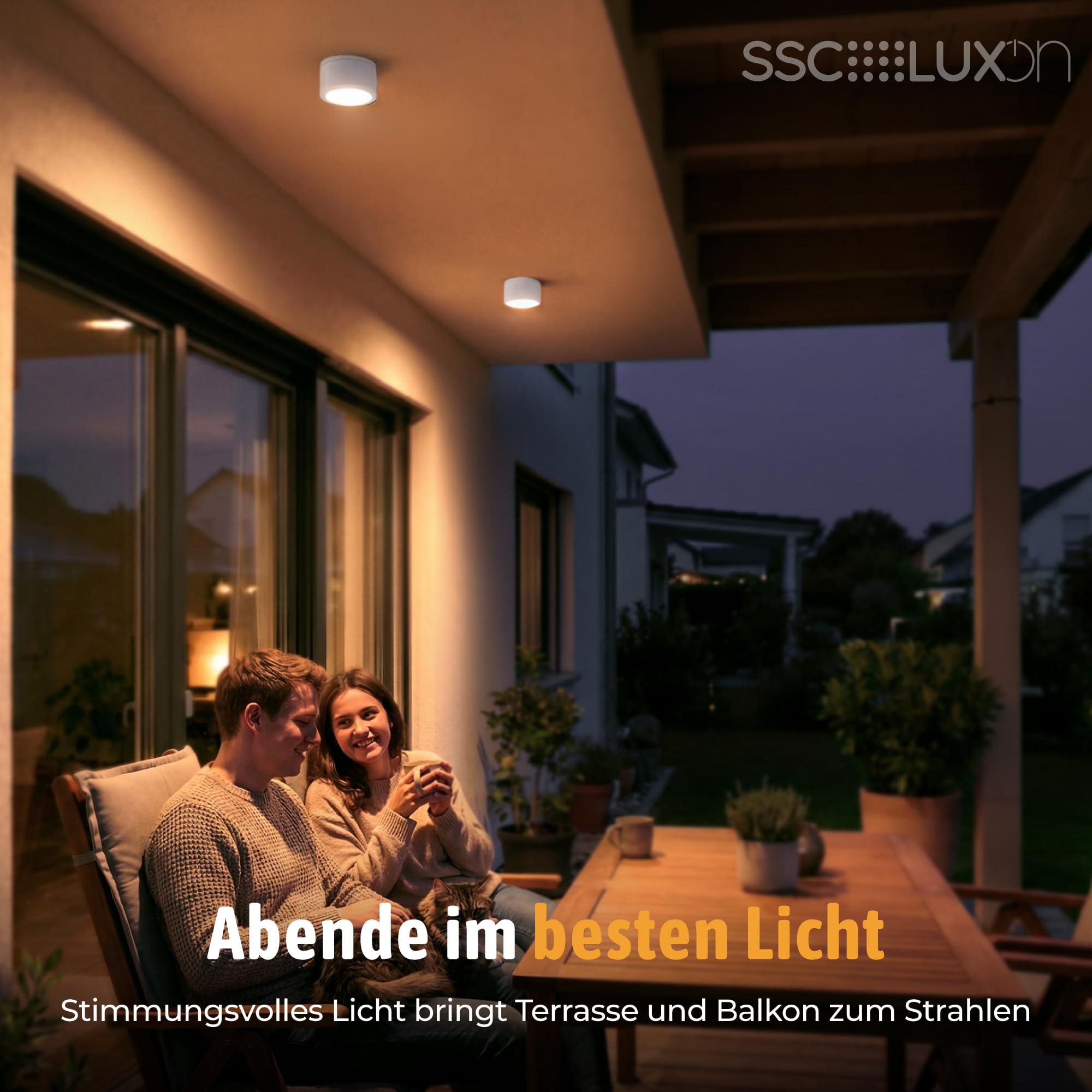 SSC-LUXon 4 Stück CELI-WX Aufbauspots flach IP44 für Außen & Bad mit GX53 LED wechselbar 3W warmweiß - Aufbaustrahler weiß 230V