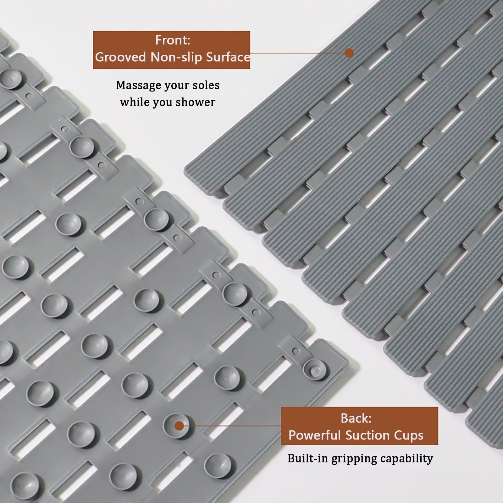 Minimalistisch Badewannenmatte Rutschfest mit Saugnäpfen Sicherheit Duschmatte Rutschfest Kinder Schnell Trocknende Badematte TPE Antirutschmatte Badewanne Hocheffiziente Drainage 40X63cm,B