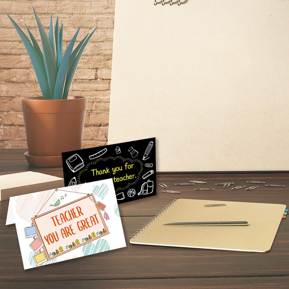 ceiba tree Teacher Appreciation Cards 24Pcs Christmas Teacher Thank You Cards with Envelopes Bulk for A Year End Gifts Happy Holidays - Image 7