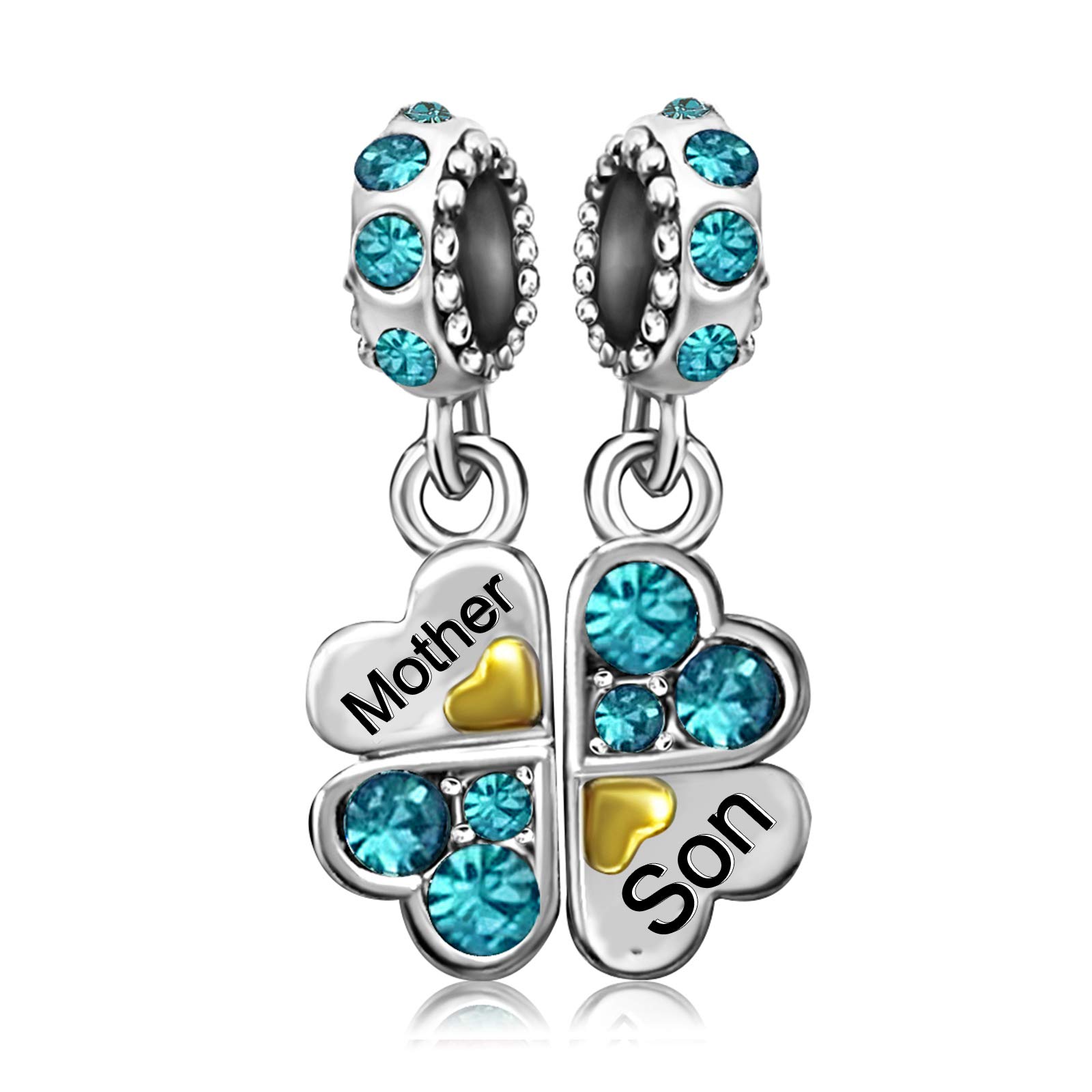 JMQJewelry Birthstone Charms - Mother Daughter Heart Clover Beads For Bracelets (Jan-Dec, Copper) - View #6